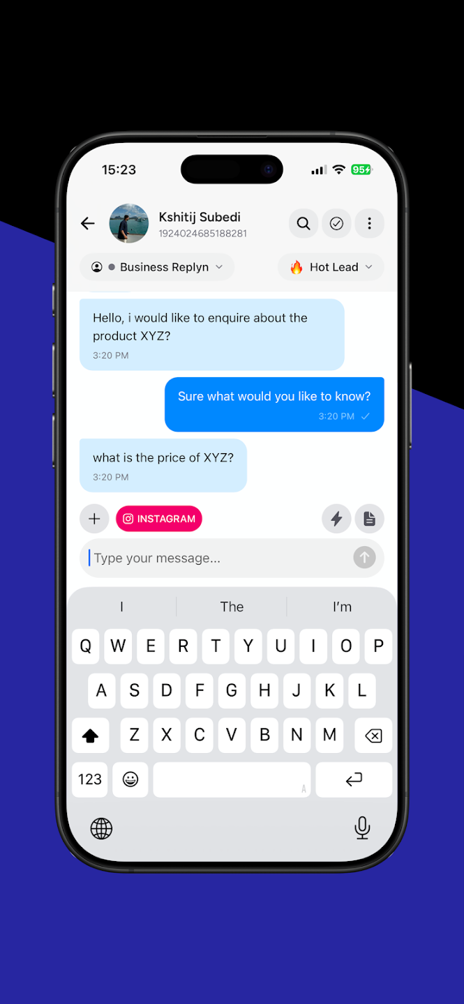 Conversation view with Instagram channel